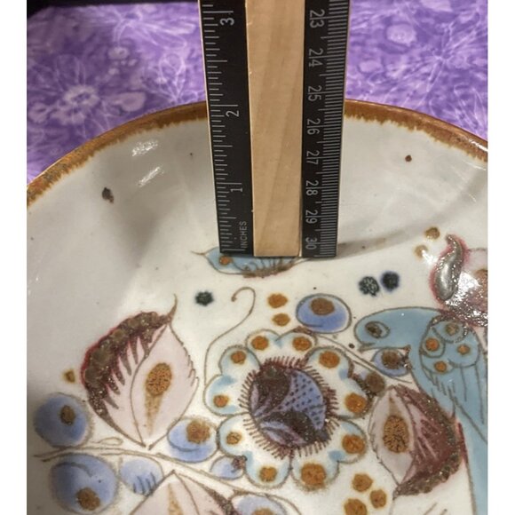 Tonala Mexico Folk Art‎ Pottery Bluebird Dove Trinket Dish Bowl Signed - Picture 4 of 4